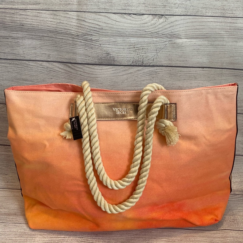 Orange Victoria Secret Bag Tote Canvas - Picture 1 of 10